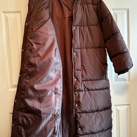Tall Chocolate Brown Long Puffer Coat - Picture 3 of 6